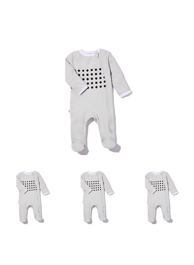 Nanit Breathing Wear Baby Pajamas - 100% Cotton, Double Zipper, Non-Slip Footed Pjs - Works With Nanit Pro Baby Monitor To Track Breathing Motion Sensor-Free, Size 6-9 Months, Pebble Grey - Image 1