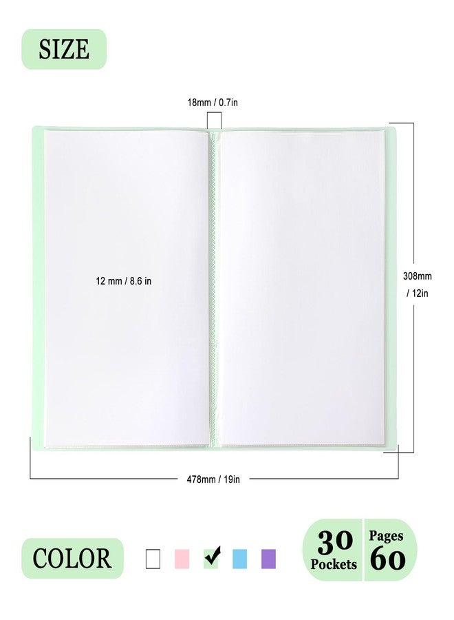 Tamaki Binder with Plastic Sleeves, Heavy Duty Art Portfolio Folder with Clear Sheet Protectors, Display 30 Pages, Presentation Book for Artwork, Document Organizer Binder, 1 Pack (Green) - Image 2