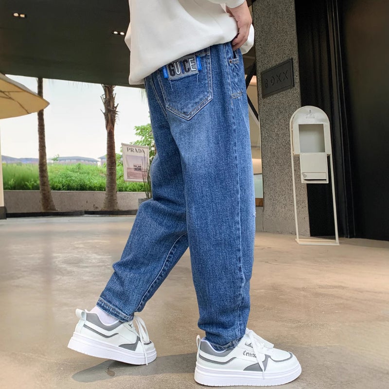 Boys' Spring Pants Children'S Jeans Boys' Straight Loose Long Pants - Image 2