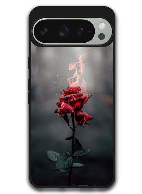 Protective Case Anti Scratch Shock Proof Bumper Cover For Google Pixel 9 Pro Burning Red Rose