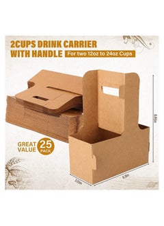 SYOSI Disposable Kraft Paperboard Small Drink Carrier, 2 Cup Drink Holder With Handles, Take out Cup Carriers to Go Coffee Cup Holder for Restaurants Food Delivery(50PCS)  - Image 4