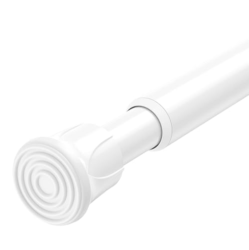 QINGYUN Tension Rod 28 to 48 inch, Adjustable Curtain Rods No Drilling Spring Rods Extendable Pressure DIY Tension Rod for Window Closet Kitchen, White - Image 1