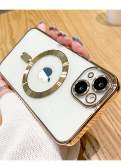 MIGOFAST IPhone 13Mini Magnetic Case for Case Compatible with MagSafe  Camera Lens Protector Plating Luxury Cover for Women Men Clear Soft TPU Shockproof Protective Phone Case iPhone 13Mini Gold  - Image 2