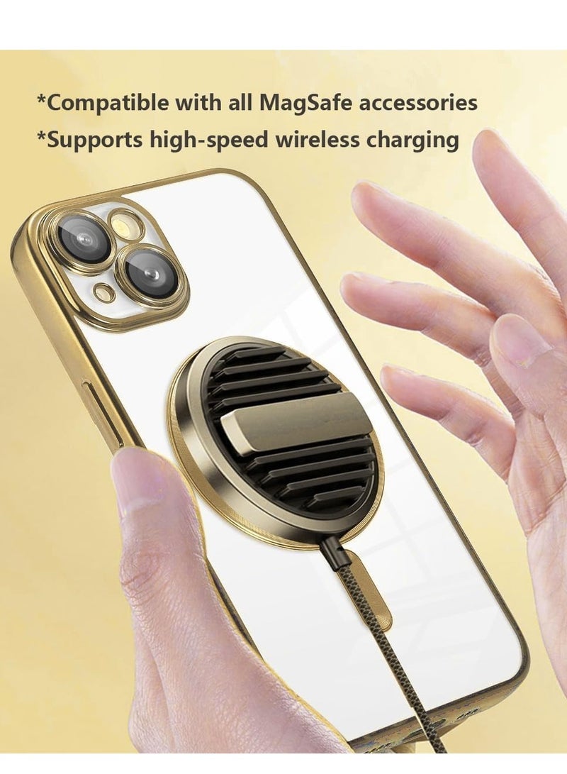 ميجوفاست حافظة مغناطيسية لهاتف iPhone 13Mini متوافقة مع واقي عدسة الكاميرا MagSafe، غطاء فاخر للنساء والرجال، حافظة هاتف واقية ناعمة من مادة TPU مقاومة للصدمات، iPhone 13Mini Gold - Image 4