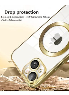 MIGOFAST IPhone 13Mini Magnetic Case for Case Compatible with MagSafe  Camera Lens Protector Plating Luxury Cover for Women Men Clear Soft TPU Shockproof Protective Phone Case iPhone 13Mini Gold  - Image 5
