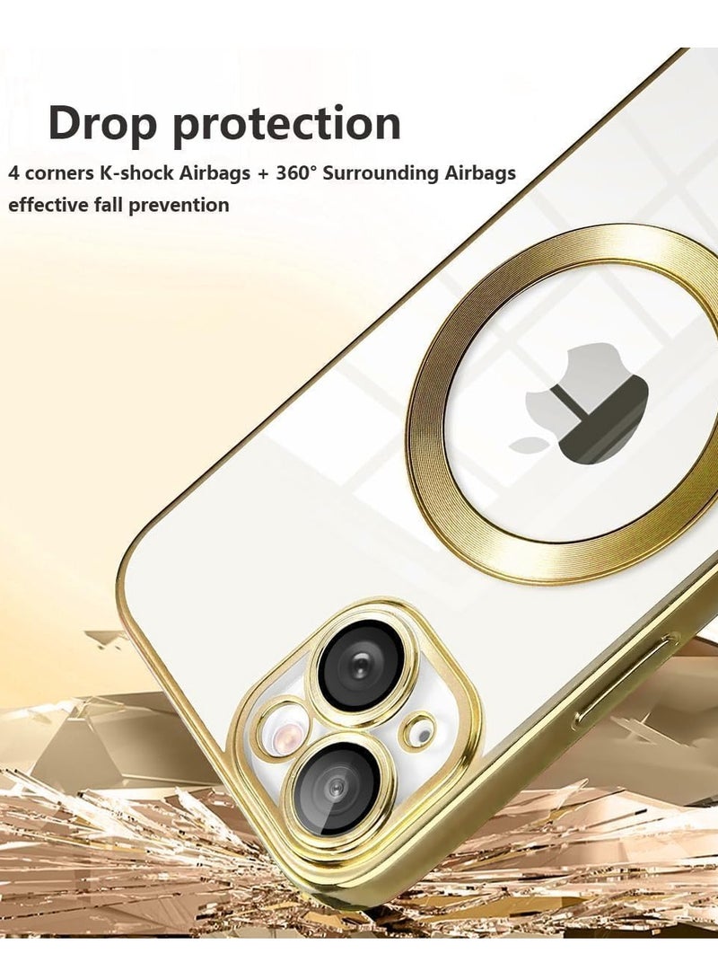 ميجوفاست حافظة مغناطيسية لهاتف iPhone 13Mini متوافقة مع واقي عدسة الكاميرا MagSafe، غطاء فاخر للنساء والرجال، حافظة هاتف واقية ناعمة من مادة TPU مقاومة للصدمات، iPhone 13Mini Gold - Image 5
