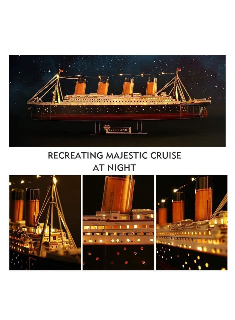 Titanic 3D LED Puzzle 88cm - 266-Piece Model Boat Kit for Adults and Teens - Ideal for Birthdays, , and Anniversary Gifts - Image 3