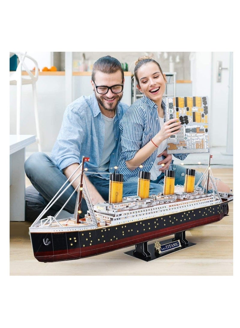 Titanic 3D LED Puzzle 88cm - 266-Piece Model Boat Kit for Adults and Teens - Ideal for Birthdays, , and Anniversary Gifts - Image 5