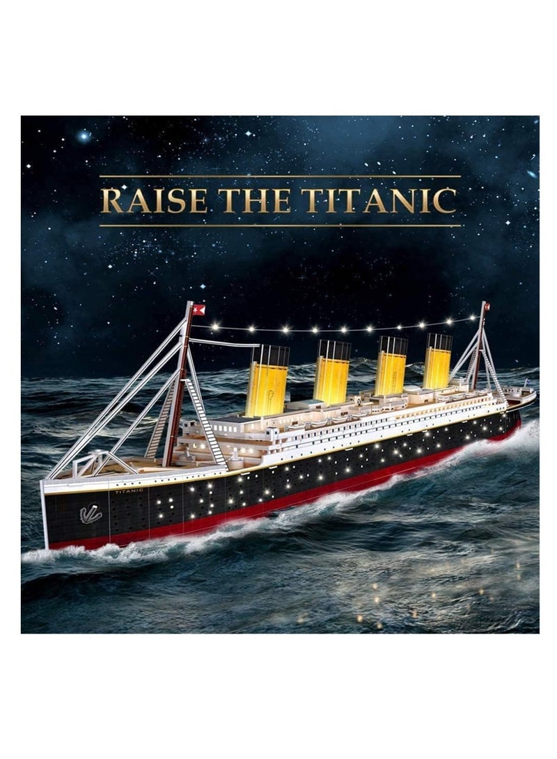 Titanic 3D LED Puzzle 88cm - 266-Piece Model Boat Kit for Adults and Teens - Ideal for Birthdays, , and Anniversary Gifts - Image 2