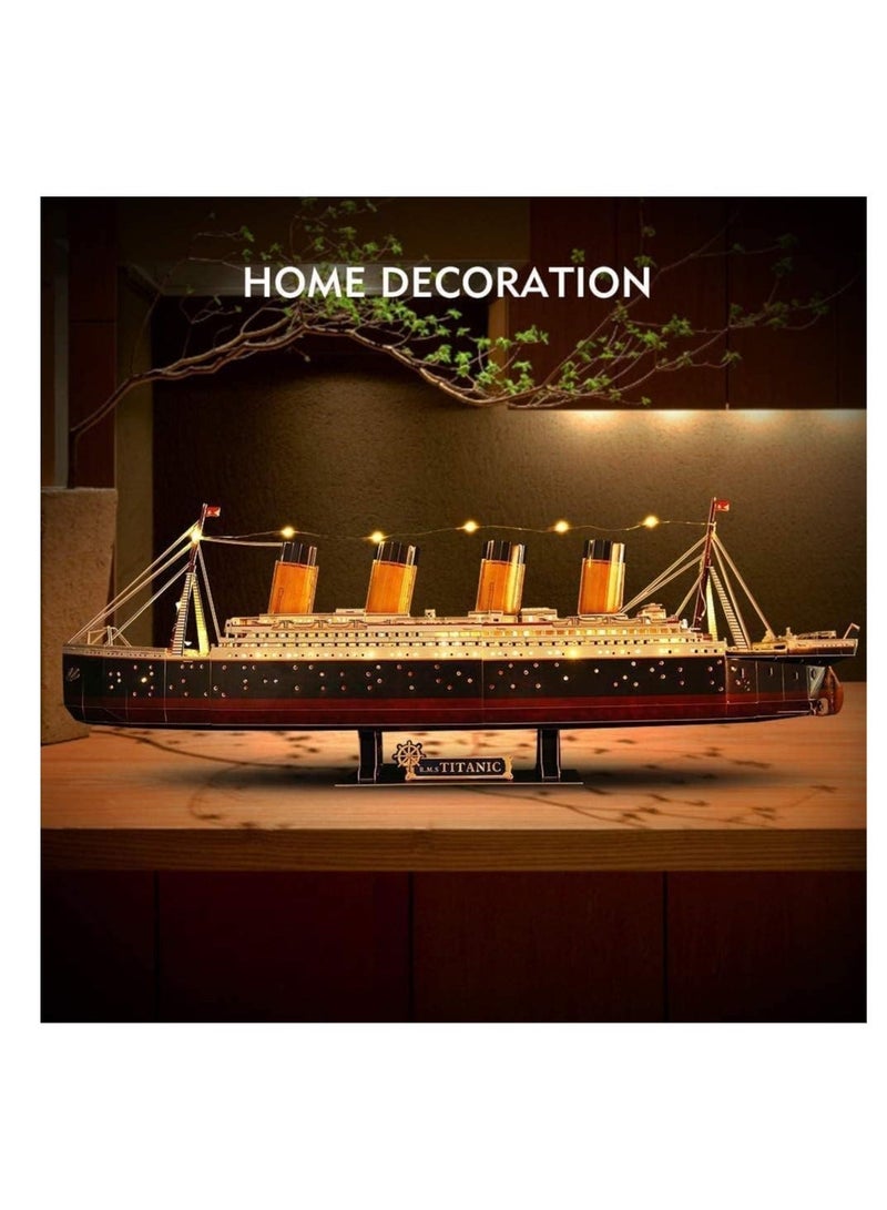 Titanic 3D LED Puzzle 88cm - 266-Piece Model Boat Kit for Adults and Teens - Ideal for Birthdays, , and Anniversary Gifts - Image 4