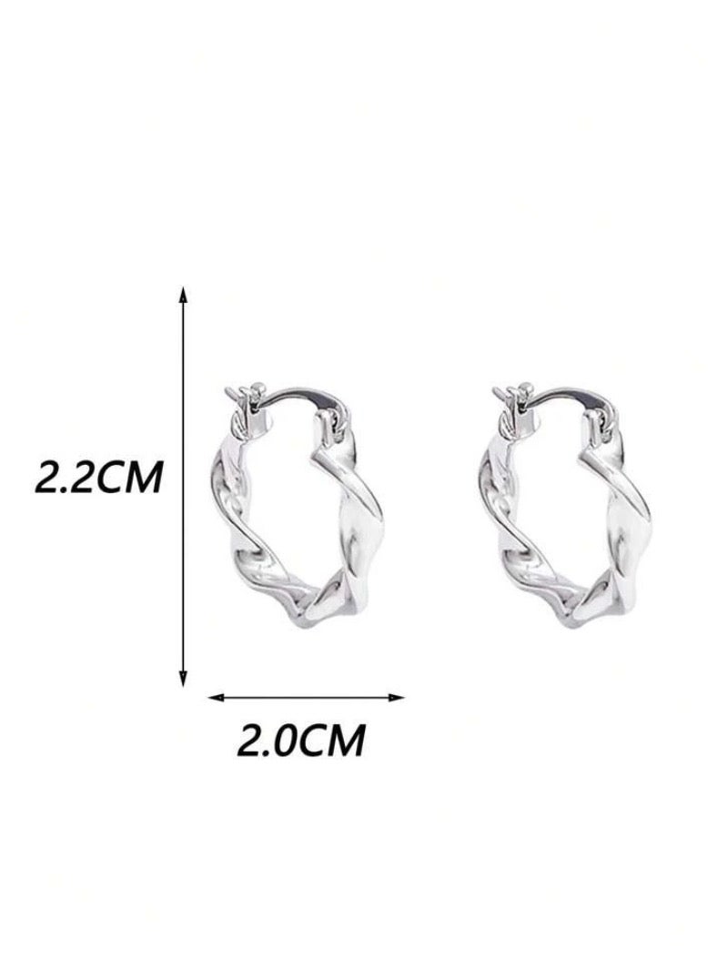 إيكوال حلق اذن نسائي من الاستانلس ستيل دائري باللون الفضي أنيق وعالي الجودة - Image 5