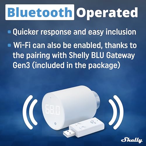 Shelly Blu TRV & Blu Gateway Gen3, Bluetooth-Operated Smart Thermostatic Valve, Smart Thermostatic Radiator Valve, Temperature Control, Home Automation, Compatible with Alexa, Google, Home Assistant - Image 2