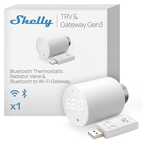 Shelly Blu TRV & Blu Gateway Gen3, Bluetooth-Operated Smart Thermostatic Valve, Smart Thermostatic Radiator Valve, Temperature Control, Home Automation, Compatible with Alexa, Google, Home Assistant - Image 1