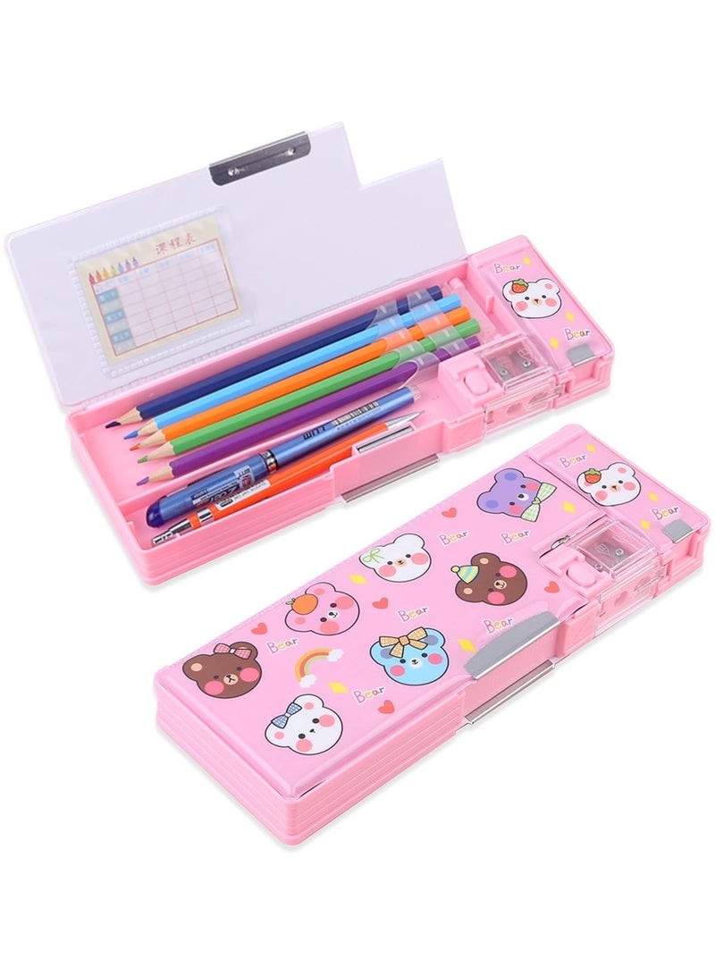 عام حافظة أقلام رصاص منبثقة متعددة الوظائف للبنات والأولاد، مقلمة كرتونية لطيفة متعددة الوظائف، مقلمة كرتونية لطيفة منظمة للأدوات المكتبية مع سكين بكرة، جدول مواعيد، مستلزمات مدرسية - Image 1