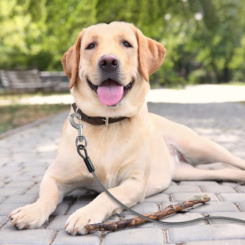 BV Dog Tie Out Cable 25 Feet - Heavy Duty Dog Lead Up to 250 Pounds - Reflective & Rust-Free with Quick Release Swivel Clips & 360Â° Rotating Clasp - Tangle-Free Dogs Runner for Yard (Grey, Single) - Image 2