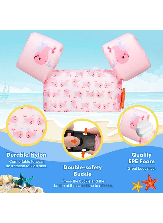 MoKo MoKo Toddler Swim Vest for Kids 20-50lbs, Lovely Cartoon Swimming Wings Pool Floats Sleeve Children Swim Arm Band Water Sports Learning Swim Training Equipment, Pink Whale - Image 3