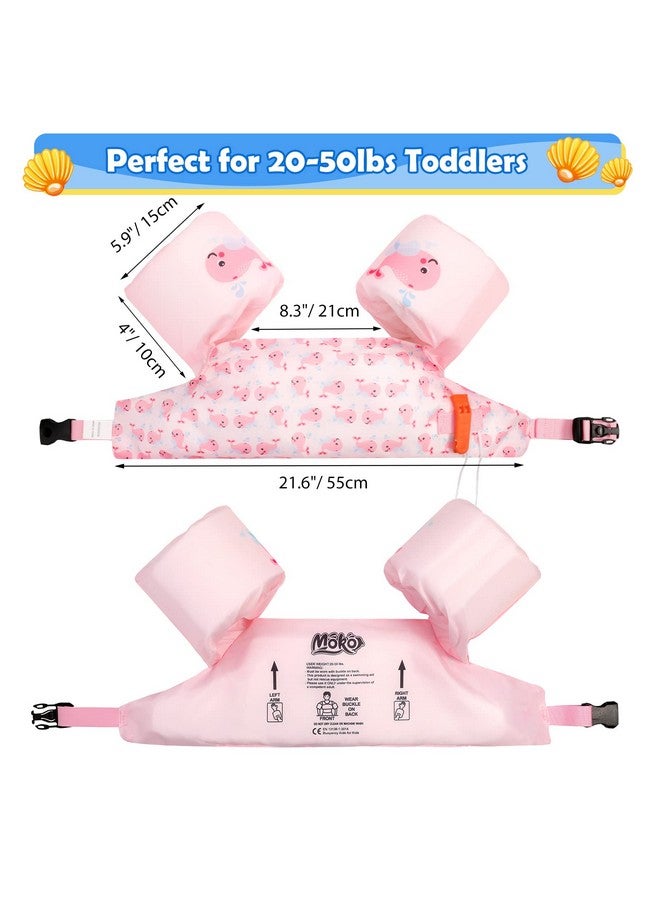 MoKo MoKo Toddler Swim Vest for Kids 20-50lbs, Lovely Cartoon Swimming Wings Pool Floats Sleeve Children Swim Arm Band Water Sports Learning Swim Training Equipment, Pink Whale - Image 5