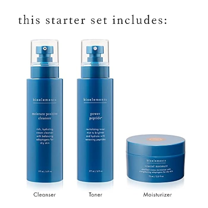 Bioelements 3-Step Starter Set: Dry Skin - Includes Moisture Positive Cleanser, Power Peptide Toner & Crucial Moisture Moisturizer - Image 3