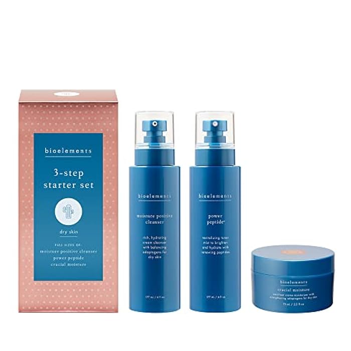 Bioelements 3-Step Starter Set: Dry Skin - Includes Moisture Positive Cleanser, Power Peptide Toner & Crucial Moisture Moisturizer - Image 1