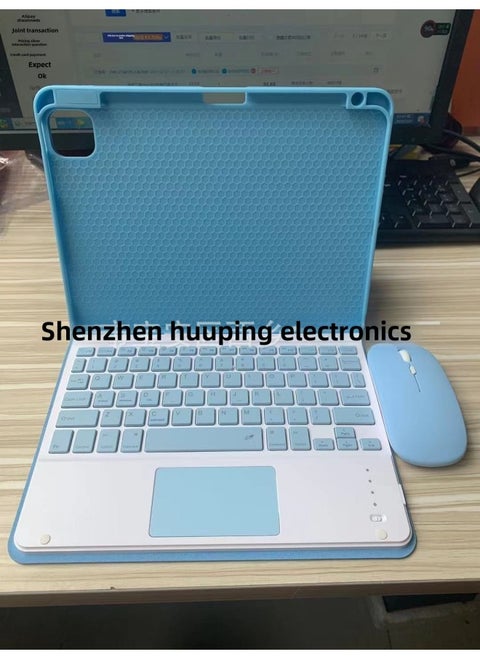 For 2022ipad10 Generation Bluetooth Keyboard Protective Cover 10.2 Touch Pad 8 With Pen Slot Air4 Tablet 10.9-Color:Sky Cloud Blue +  + Bluetooth Mouse (Same Color Keyboard Mouse)-Applicable Model:2021iPad 7/8/9 Generation 2019iPad(10.2 Inches)
