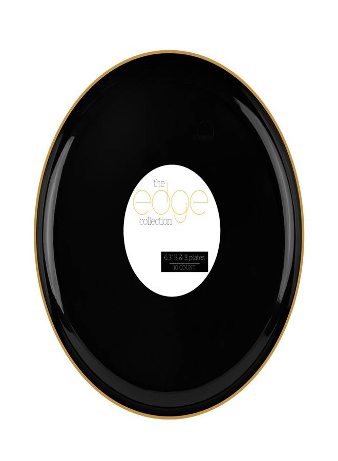 Blue Sky Edge Elegant Disposable 6.3" Black with Gold Rim Plastic Plates - 10 Count | Ideal for Parties and Events - Image 3