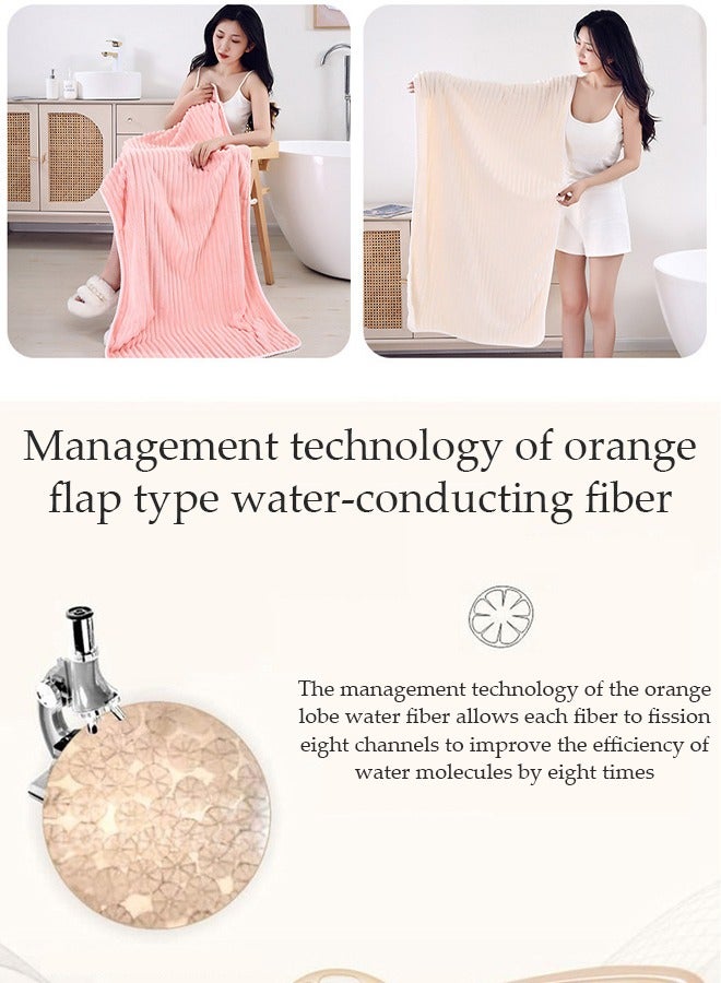 Coral Fleece Bath Towel，Super Soft Bath Towel,,Extra thick bath towel ,Water-absorbent and quick-drying,70 x 140 cm, Cream White  - Image 3
