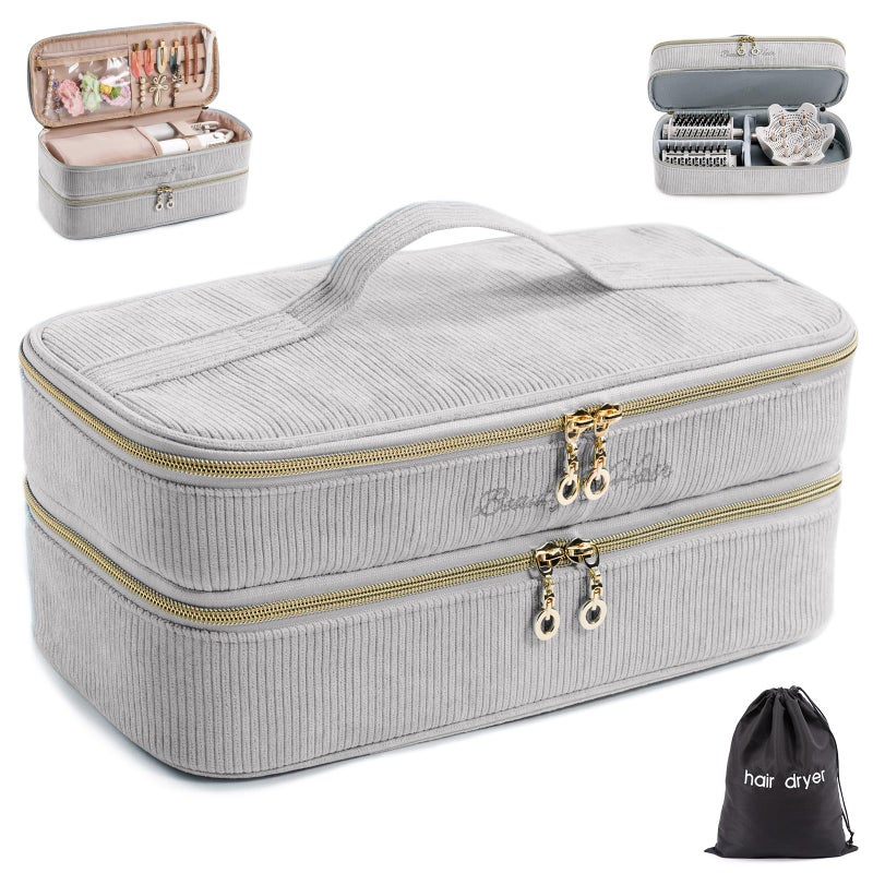 ELCUPA Doublelayer Hair Tools Travel Case with Black Hair Dryer Bag with Detachable Divider compatible with Shark FlexStyleSmoothStyle Flat Curling Iron Travel Organizer - Image 2