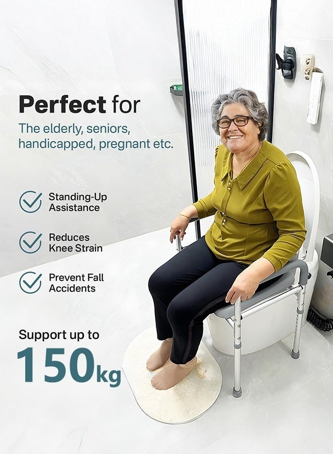 والالا حاملات مقعد المرحاض لكبار السن، مقعد مرحاض مرتفع مع مقابض، إطارات وقضبان أمان للمرحاض لكبار السن وذوي الاحتياجات الخاصة، كرسي حمام مرتفع مع مساند للذراعين، قضيب إمساك برفع المرحاض، يتضمن حامل مناشف ورقية - Image 2