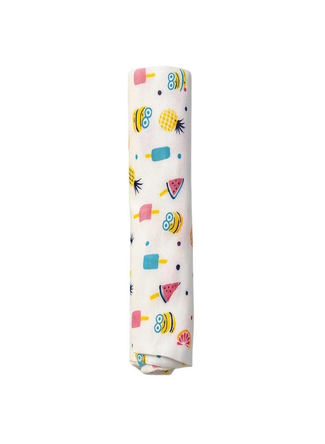 Nestlooms 100% Cotton Muslin Baby Swaddle/Blanket/Multipurpose Wrap for New Born Baby - Soft Swaddle Cloth for Baby boy and Girl, Towel, Printed Mulmul Muslin Swaddle Wrap (Tropical Treats) - Image 1