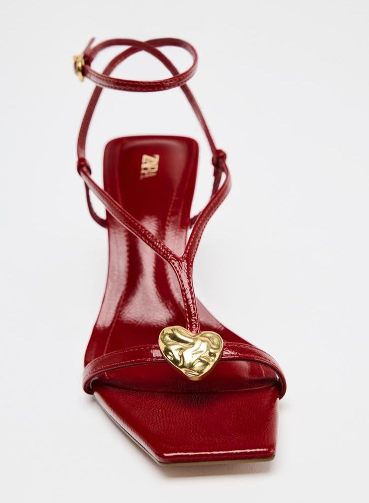 Zara Metallic detail strappy heeled sandals - Image 3