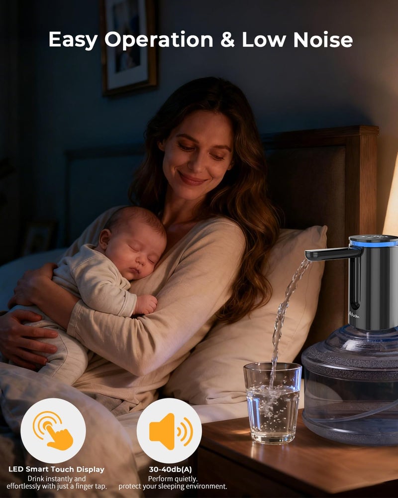 Aluan Automatic Water Dispenser Pump for 20 Litre Bottle, Foldable Touch Control Watercan Dispenser Pump with Fingerprint Unlock & LED Display, Quantitative Electric Water Tap for Home & Office. - Image 4
