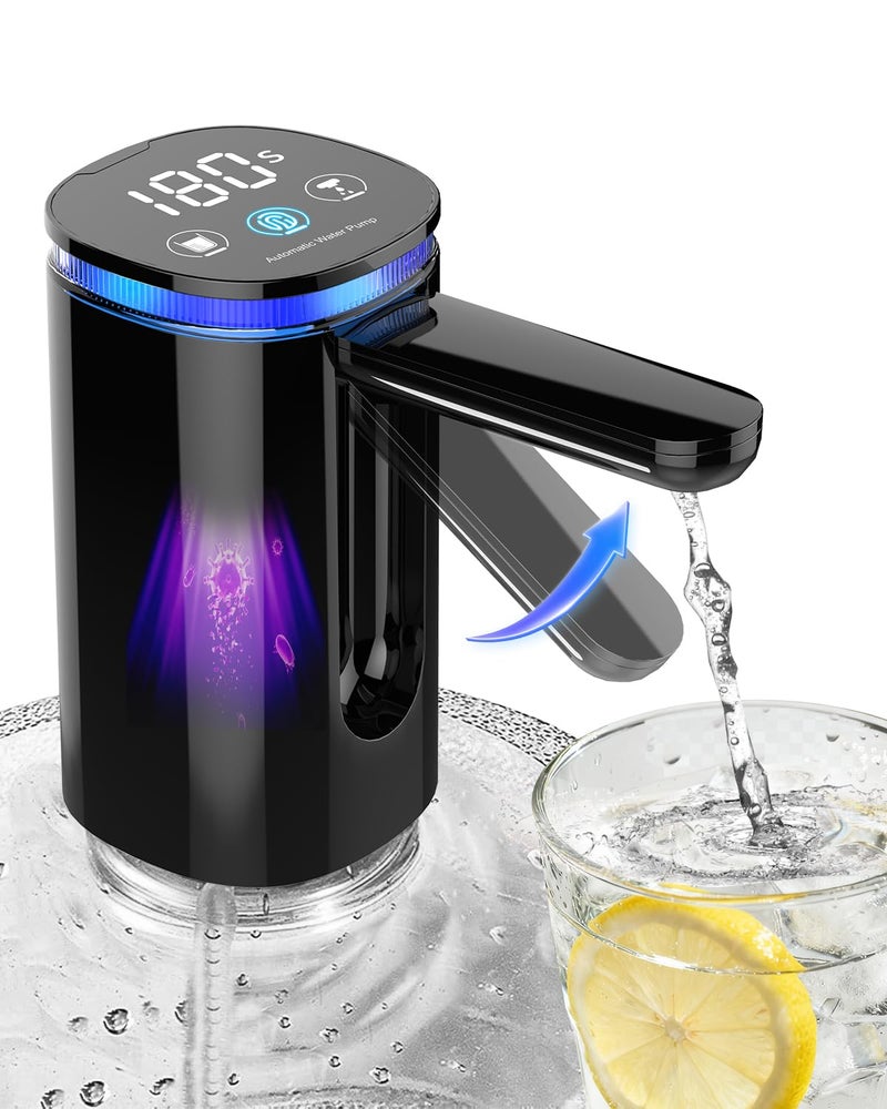 Aluan Automatic Water Dispenser Pump for 20 Litre Bottle, Foldable Touch Control Watercan Dispenser Pump with Fingerprint Unlock & LED Display, Quantitative Electric Water Tap for Home & Office. - Image 1