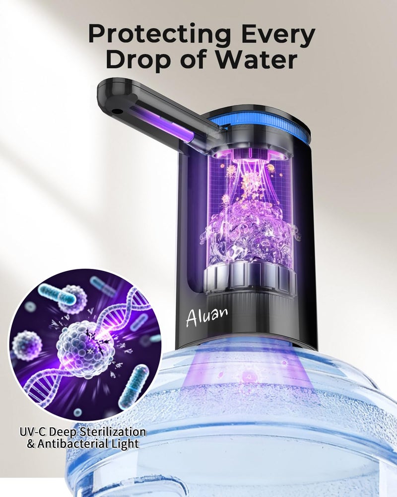 Aluan Automatic Water Dispenser Pump for 20 Litre Bottle, Foldable Touch Control Watercan Dispenser Pump with Fingerprint Unlock & LED Display, Quantitative Electric Water Tap for Home & Office. - Image 2