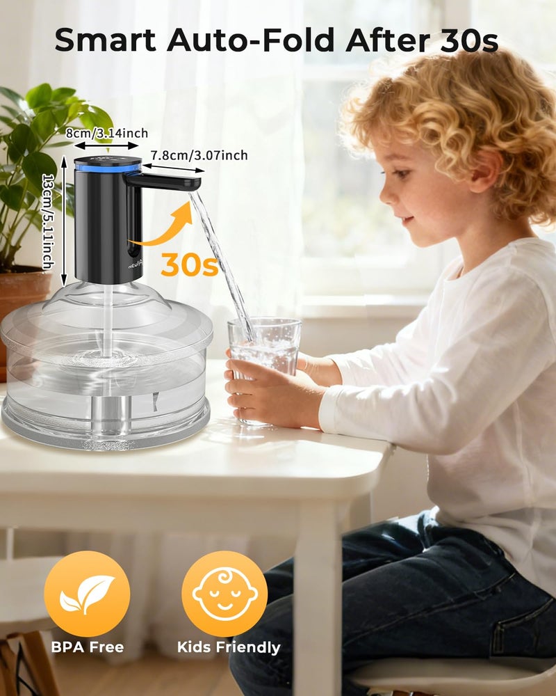Aluan Automatic Water Dispenser Pump for 20 Litre Bottle, Foldable Touch Control Watercan Dispenser Pump with Fingerprint Unlock & LED Display, Quantitative Electric Water Tap for Home & Office. - Image 5