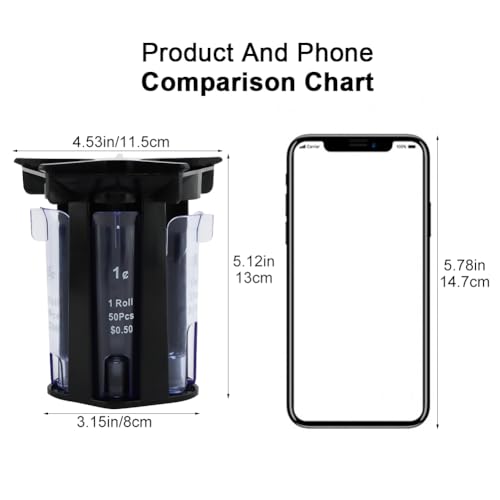 Trasylph Coin Counter Coin Sorter Tube, 5-in-1 Change Sorter Coin Organizer with Coin Wrappers, Change Counter Machine Coin Roller Coin Bank Holder Coin Wrappers, Easy to Use & Accurate - Image 2