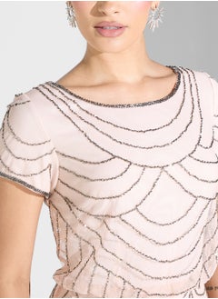 Adrianna Papell Embellished Crew Neck Tiered Dress  - Image 3