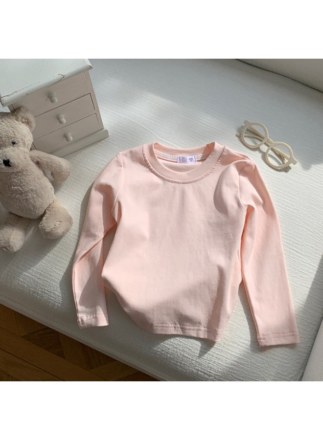 Striped Long-sleeved T-shirt Spring And Autumn New Versatile Korean Style Solid Color Cotton Base Shirt For Boys And Girls Children's Clothing Baby Tops