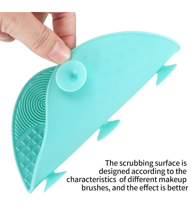 Color Green Purple Pink Red Makeup Brush Cleaning Mat with Suction Cup Portable Washing Tool - Image 3