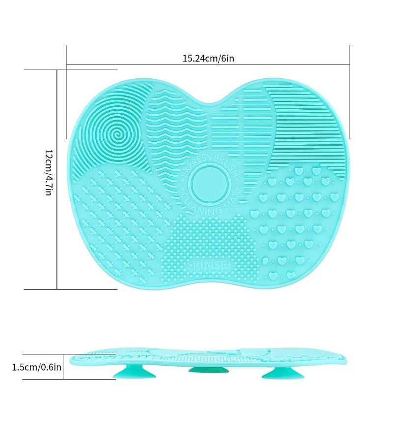 Color Green Purple Pink Red Makeup Brush Cleaning Mat with Suction Cup Portable Washing Tool - Image 2