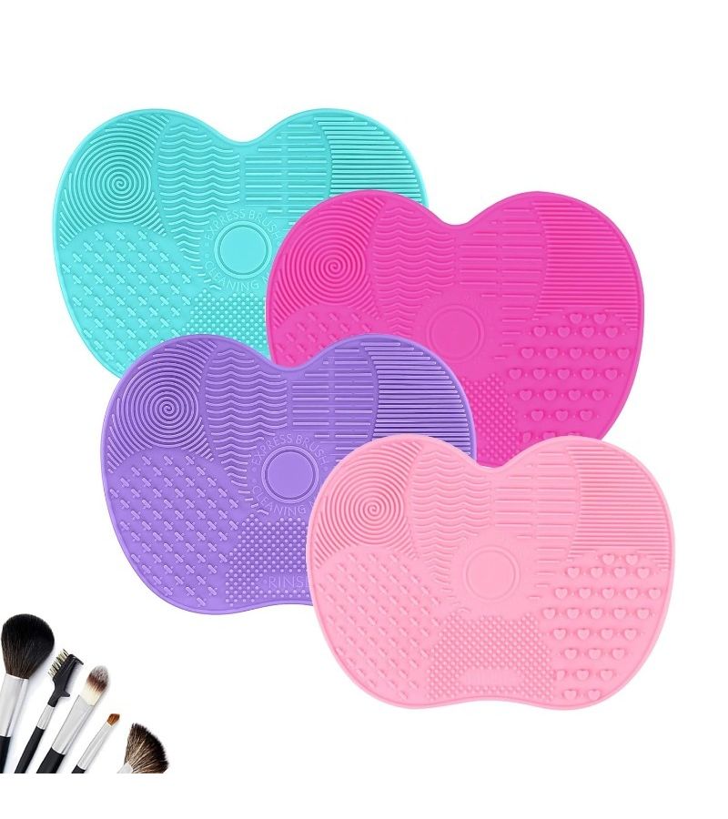 Color Green Purple Pink Red Makeup Brush Cleaning Mat with Suction Cup Portable Washing Tool - Image 5