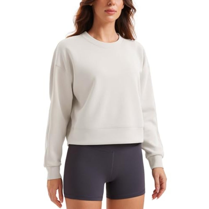 Womens SoftAura Crewneck Sweatshirt Long Sleeve Workout Casual Pullover Tops Basic Fall Sweatshirts - Image 1