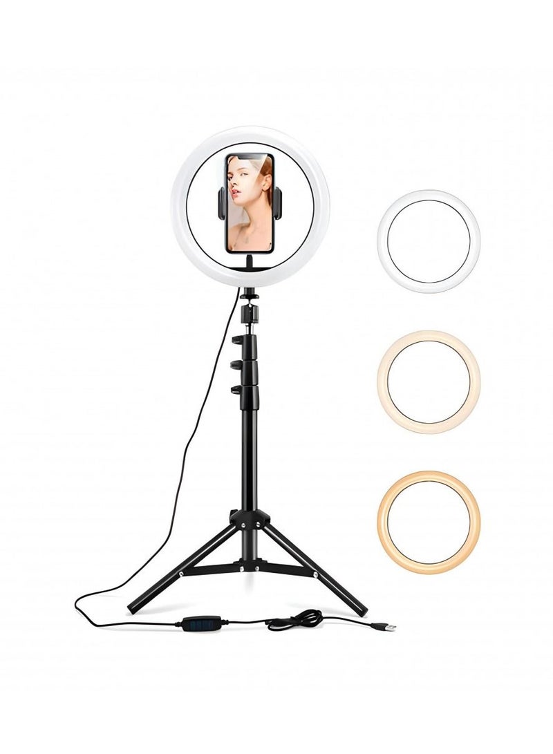 SPON Ring light with stand Features: Three-color tone adjustment. You can adjust the phone holder easily. Colorful broadcast. direct. Size 12 - Image 1