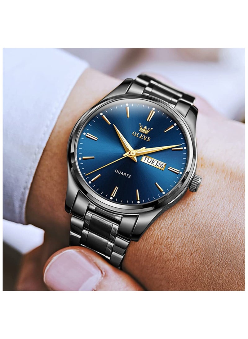 OLEVS Classic Men Watches with Date,Stainless Steel Man Watch with Date, Bussiness Watches for Men,Luminous Quartz Mens Watches, Waterproof Male Watch with Week - Image 3