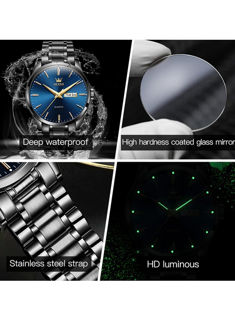 OLEVS Classic Men Watches with Date,Stainless Steel Man Watch with Date, Bussiness Watches for Men,Luminous Quartz Mens Watches, Waterproof Male Watch with Week - Image 4