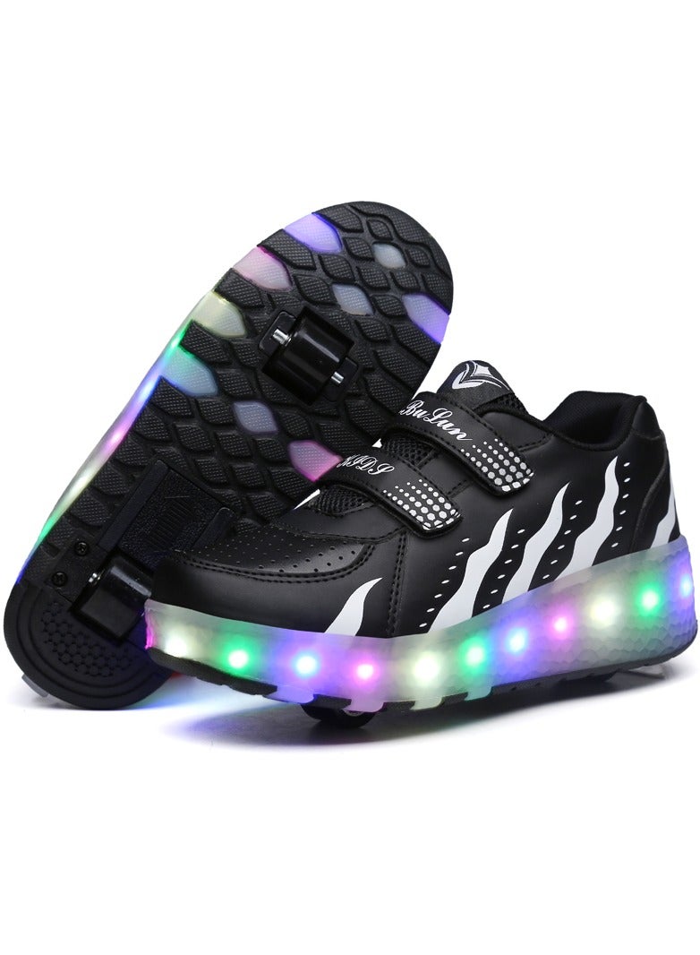 LED Light Up Roller Skates Wheel Shoes for Kids Black - Image 3