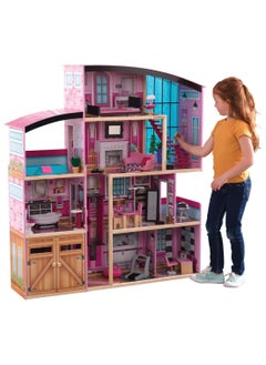 KidKraft Shimmer Mansion wooden dollhouse with accessories included  - Image 1