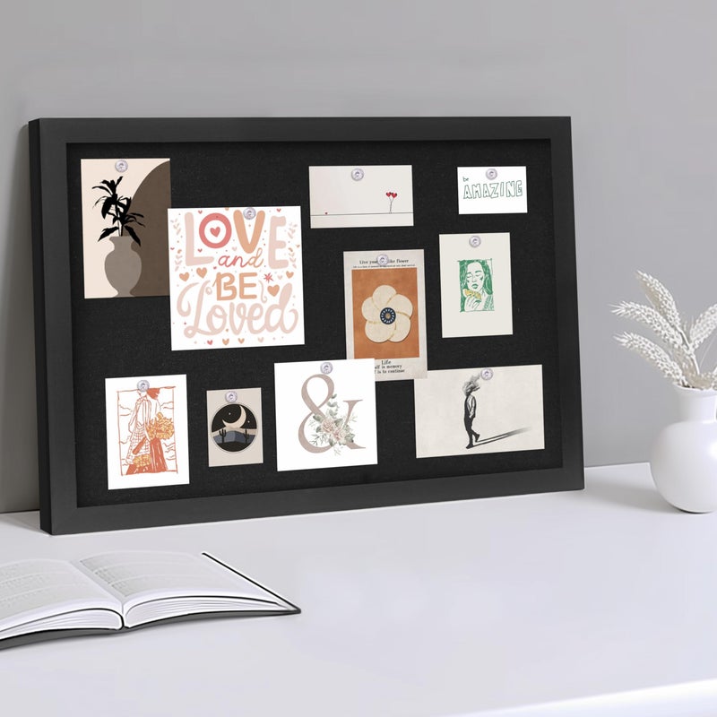 DAHAPYBOO Cork Board with Linen Black,Bulletin Board 17"x12" .Corkboards for Office Home School Message Board or Vision Board Decoration. - Image 5