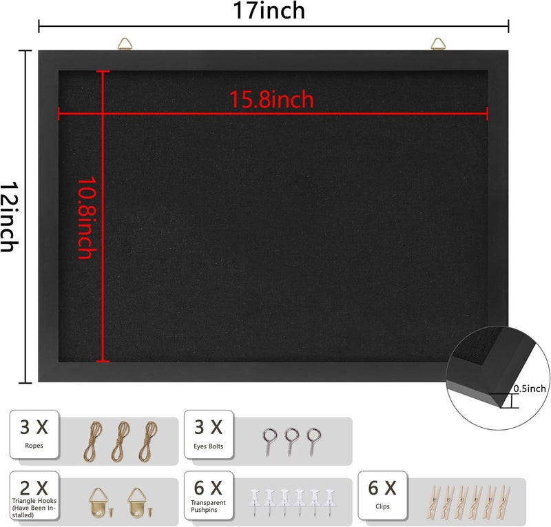 DAHAPYBOO Cork Board with Linen Black,Bulletin Board 17"x12" .Corkboards for Office Home School Message Board or Vision Board Decoration. - Image 3