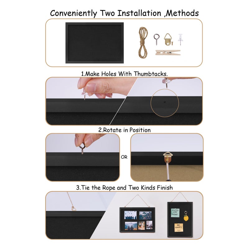 DAHAPYBOO Cork Board with Linen Black,Bulletin Board 17"x12" .Corkboards for Office Home School Message Board or Vision Board Decoration. - Image 2