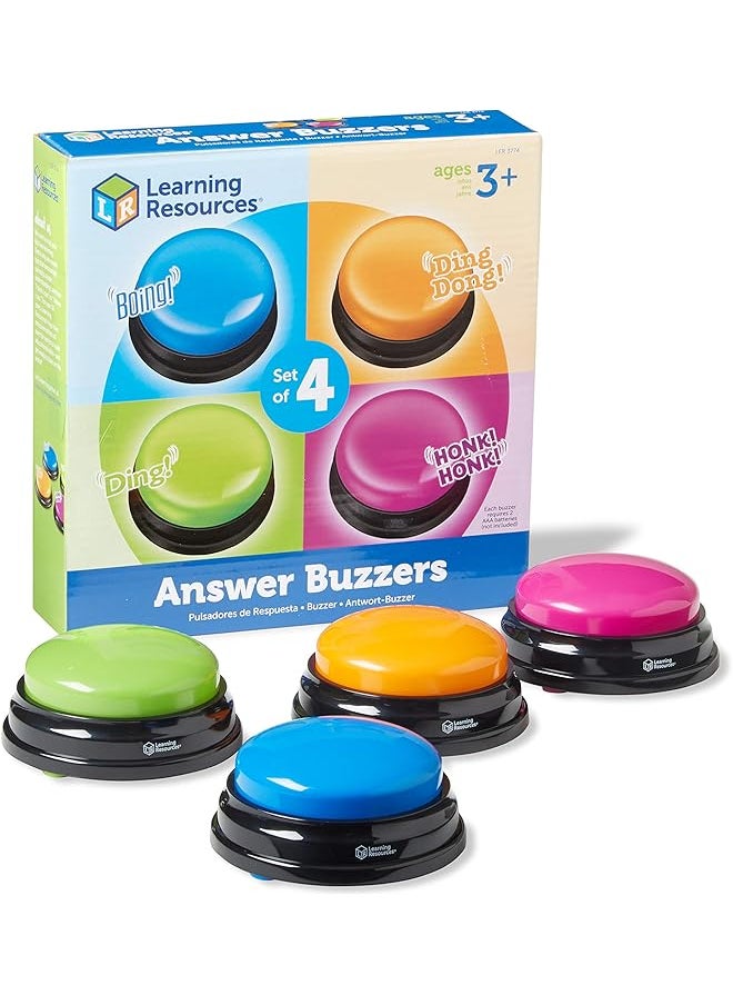 Learning Resources Answer Buzzers Set Of 4 Assorted Colored Buzzers Ages 3+  - Image 1